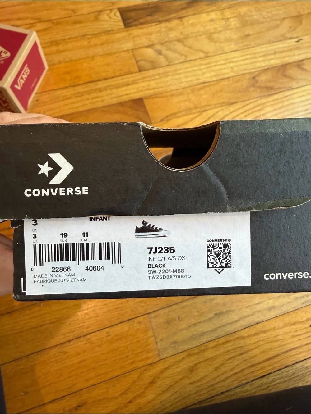 Converse Kids Black Canvas Low-Top Sneakers with White Laces
